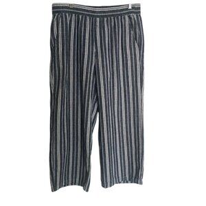Old Navy Striped Linen Blend High Rise Wide Leg Pants Large